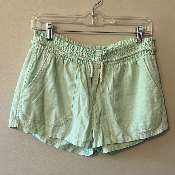 Mint Green Women's Linen Shorts - Picture 1 of 3